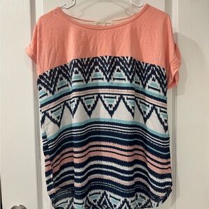 Trendy Pink and Blue Patterned Top